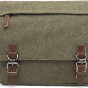 Sechunk Canvas Vintage Messenger Bag Shoulder bag Leather Large Travel Crossbody bags for men women 15inch Laptop